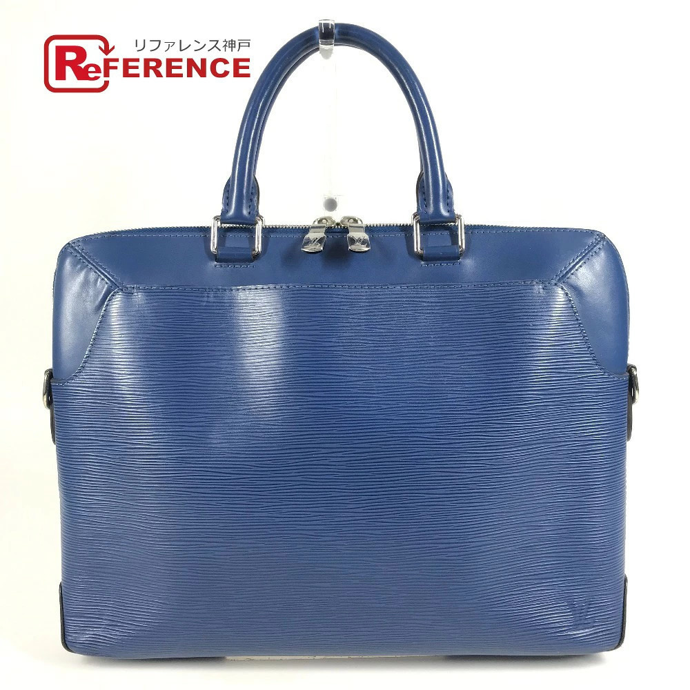 Louis Vuitton Epi Oliver Handbag Tote Bag Briefcase Business Leather Blue